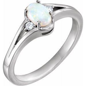 Opal & .04 CTW Diamond Ring