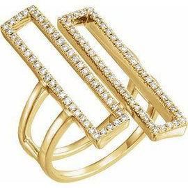 1/2 CTW Diamond Double Rectangle Geometric Diamond Ring