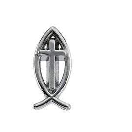 13.75x6.25 mm Ichthus (Fish) with Cross Lapel Pin