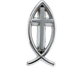 Load image into Gallery viewer, 13.75x6.25 mm Ichthus (Fish) with Cross Lapel Pin
