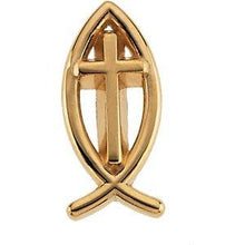 Load image into Gallery viewer, 13.75x6.25 mm Ichthus (Fish) with Cross Lapel Pin
