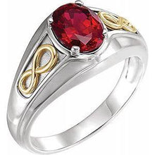 Load image into Gallery viewer, Chatham® Created Ruby Infinity-Inspired Men&#39;s Ring
