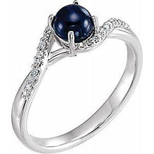 Load image into Gallery viewer, Cabochon Blue Sapphire &amp; 1/2 CTW Diamond Ring
