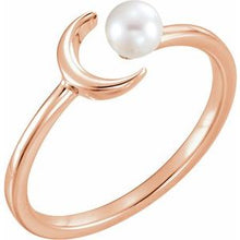 Load image into Gallery viewer, 14K White Cultured White Freshwater Pearl Crescent Moon Ring
