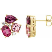 Load image into Gallery viewer, Multi-Gemstone &amp; 1/6 CTW Diamond Earrings
