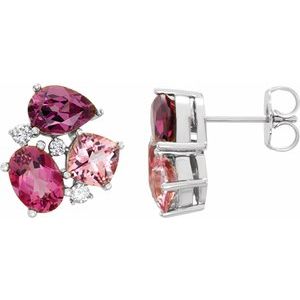 Multi-Gemstone & 1/6 CTW Diamond Earrings