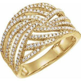 1/2 CTW Diamond Accented Criss-Cross Ring