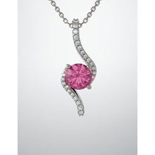 Load image into Gallery viewer, 5.5 mm Round Passion Pink Topaz &amp; .08 CTW Diamond Pendant
