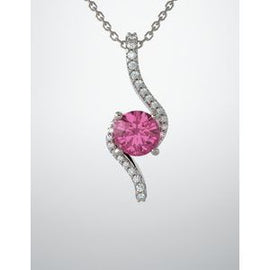 5.5 mm Round Passion Pink Topaz & .08 CTW Diamond Pendant