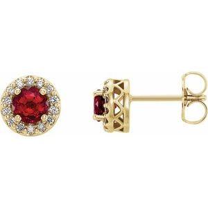 Chatham® Lab-Created Ruby & .08 CTW Diamond Earrings