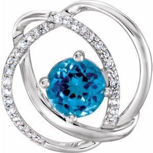 Swiss Blue Topaz and 1/10 CTW Diamond Pendant