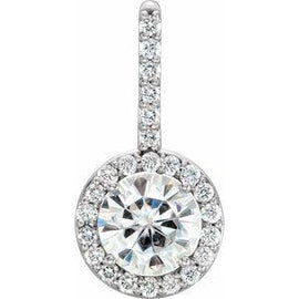 6.5 mm Round Forever One™ Moissanite & 1/4 CTW Diamond Pendant