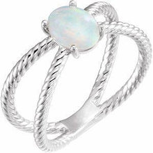 Load image into Gallery viewer, 8x6 mm Opal Criss-Cross Rope Ring
