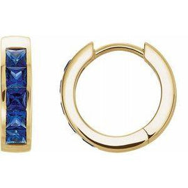 Chatham® Created Blue Sapphire Hoop Earrings
