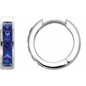 Chatham® Created Blue Sapphire Hoop Earrings