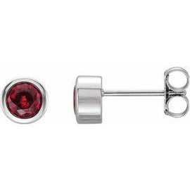 4 mm Round Genuine Mozambique Garnet Birthstone Earrings