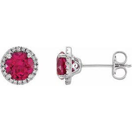 Mozambique Garnet & .01 CTW Diamond Earrings