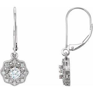 4 mm Round Forever One™ Moissanite & 1/8 CTW Diamond Earrings