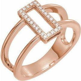 .10 CTW Rectangle Geometric Diamond Ring