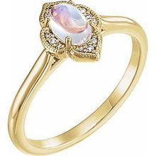 Load image into Gallery viewer, Rainbow Moonstone &amp; .03 CTW Diamond Clover Cabochon Ring
