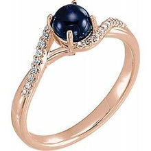 Load image into Gallery viewer, Cabochon Blue Sapphire &amp; 1/2 CTW Diamond Ring
