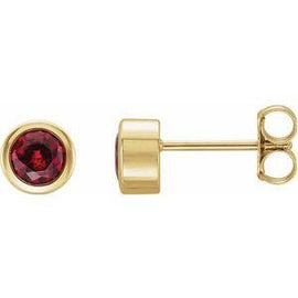 4 mm Round Genuine Mozambique Garnet Birthstone Earrings