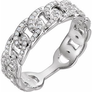 14K White 1/4 CTW Diamond Stackable Chain Link Ring