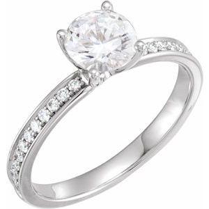 6.5 mm Round Forever One™ Moissanite & 1/5 CTW Diamond Ring