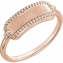 15x6 mm Rectangle Beaded Signet Ring