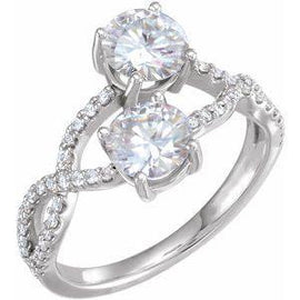6 mm Forever One™ Moissanite & 1/5 CTW Diamond Ring
