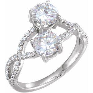 6 mm Forever One™ Moissanite & 1/5 CTW Diamond Ring