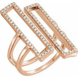 1/2 CTW Diamond Double Rectangle Geometric Diamond Ring