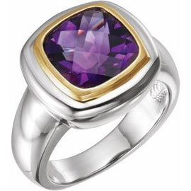 Checkerboard Amethyst Ring