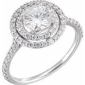 6.5 mm Round Forever One™ Created Moissanite & 5/8 CTW Diamond Ring