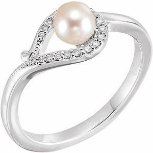 Freshwater Cultured Pearl & .07 CTW Diamond Bypass Ring