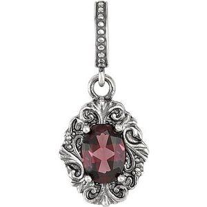 Rhodolite Garnet Solitaire Victorian Pendant