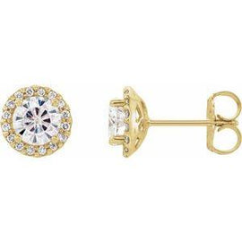 4 mm Round Forever One™ Moissanite and 1/8 CTW Diamond Earrings