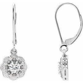 4 mm Round Forever One™ Moissanite & 1/8 CTW Diamond Earrings