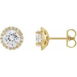 4 mm Round Forever One™ Moissanite and 1/8 CTW Diamond Earrings