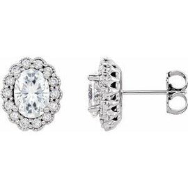 7x5 Oval Forever One™ Moissanite & 3/8 CTW Diamond Earrings
