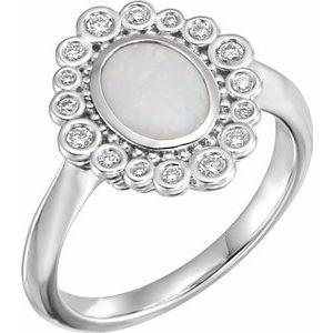 Opal & 1/6 CTW Diamond Ring