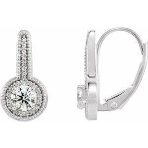 5/8 CTW Diamond Milgrain Halo-Style Dangle Earrings