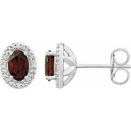 Garnet Mozambique & .025 CTW Diamond Earrings
