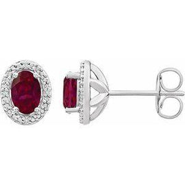 Garnet Mozambique & .025 CTW Diamond Earrings