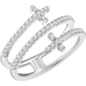 3/8 CTW Diamond Sideways Cross Ring