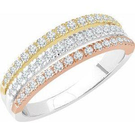 14K Tri-Color 1/2 CTW Diamond Stacked Ring