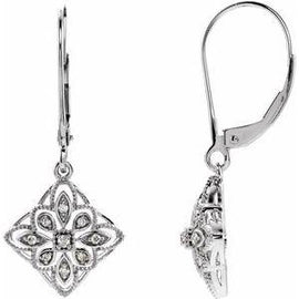 1/10 CTW Diamond Granulated Filigree Earrings
