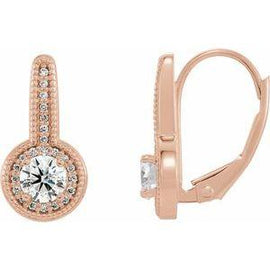 5/8 CTW Diamond Milgrain Halo-Style Dangle Earrings