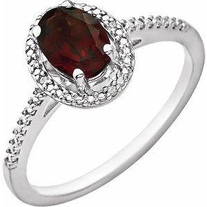 Mozambique Garnet & .01 CTW Diamond Ring
