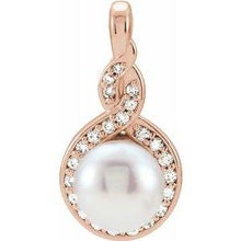 Load image into Gallery viewer, Akoya Cultured Pearl &amp; 1/10 CTW Diamond Pendant
